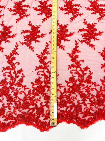 Big Floral Damask beaded Lace 54" Wide| New Creations Fabric & Foam Inc.
