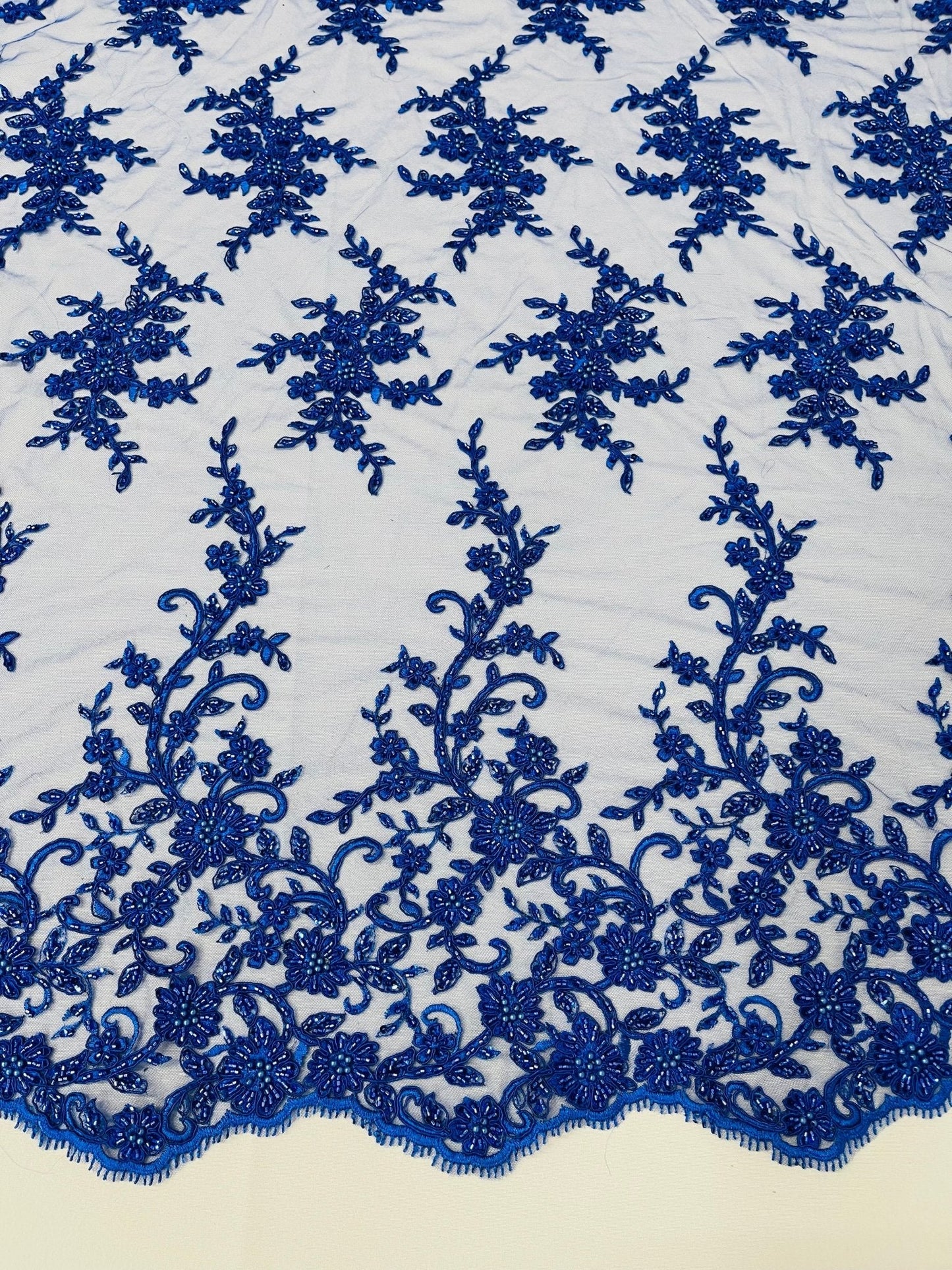 Big Floral Damask beaded Lace 54" Wide| New Creations Fabric & Foam Inc.
