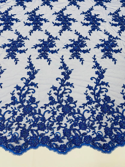 Big Floral Damask beaded Lace 54" Wide| New Creations Fabric & Foam Inc.