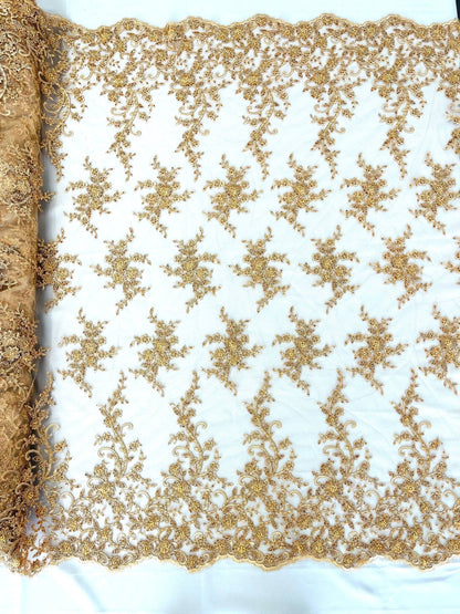 Big Floral Damask beaded Lace 54" Wide| New Creations Fabric & Foam Inc.