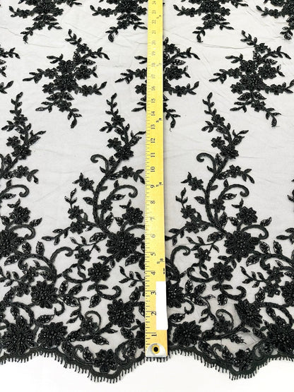 Big Floral Damask beaded Lace 54" Wide| New Creations Fabric & Foam Inc.