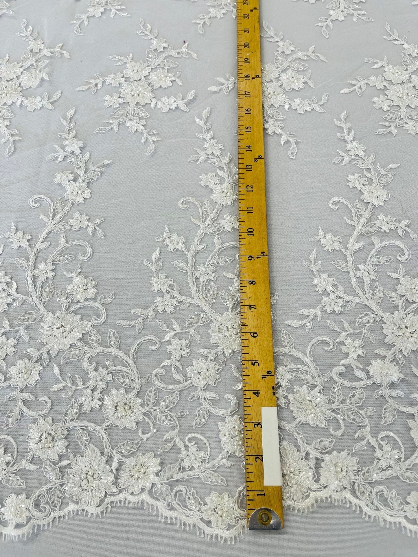 Big Floral Damask beaded Lace 54" Wide| New Creations Fabric & Foam Inc.