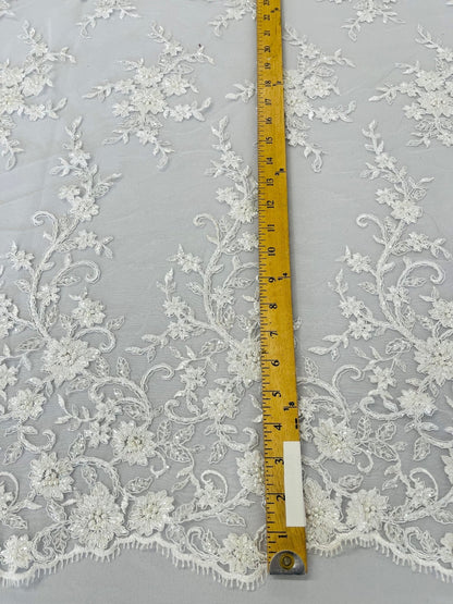 Big Floral Damask beaded Lace 54" Wide| New Creations Fabric & Foam Inc.