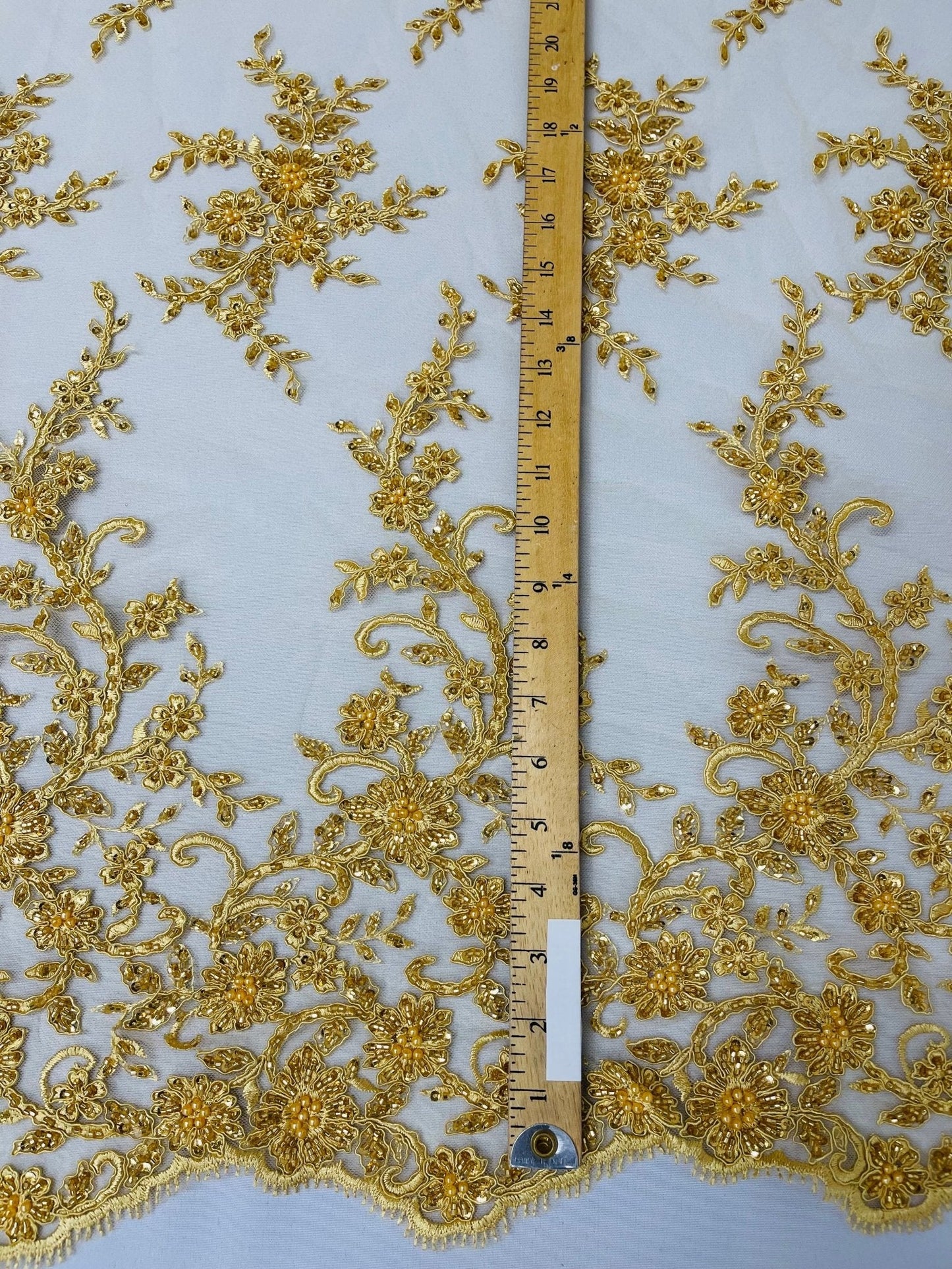 Big Floral Damask beaded Lace 54" Wide| New Creations Fabric & Foam Inc.