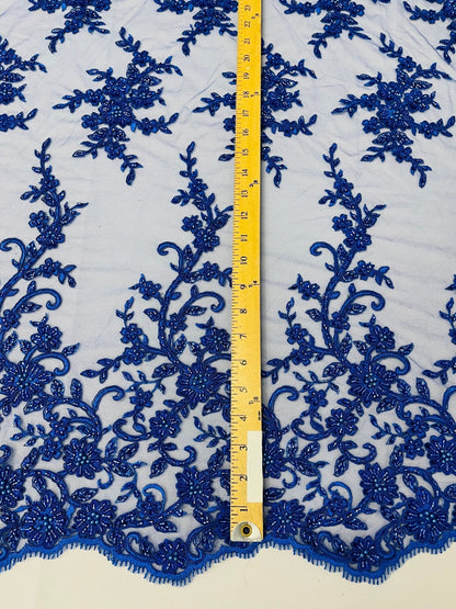 Big Floral Damask beaded Lace 54" Wide| New Creations Fabric & Foam Inc.