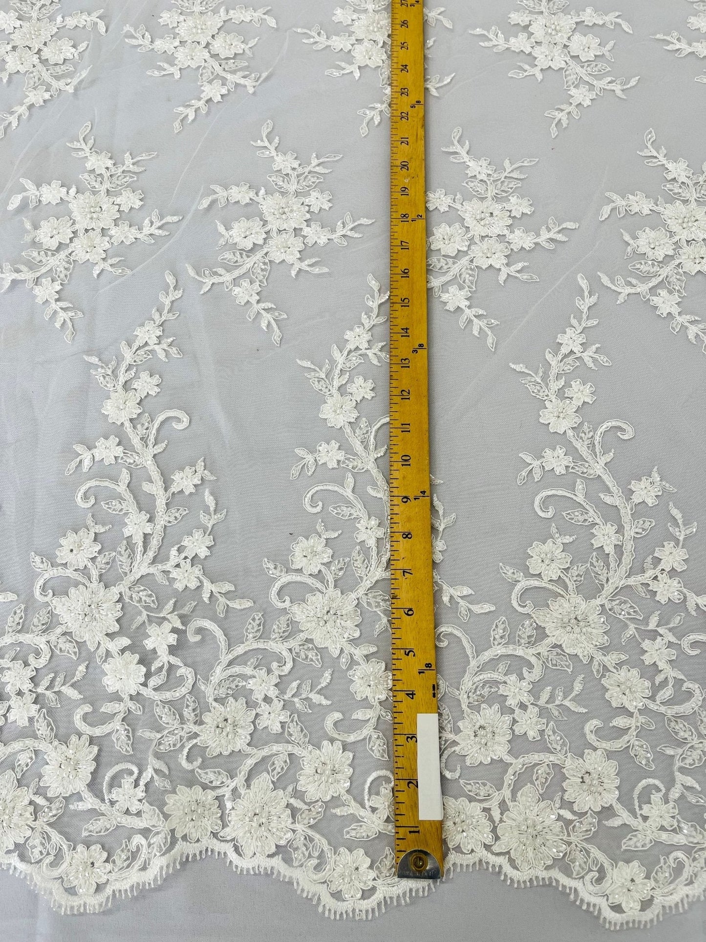 Big Floral Damask beaded Lace 54" Wide| New Creations Fabric & Foam Inc.