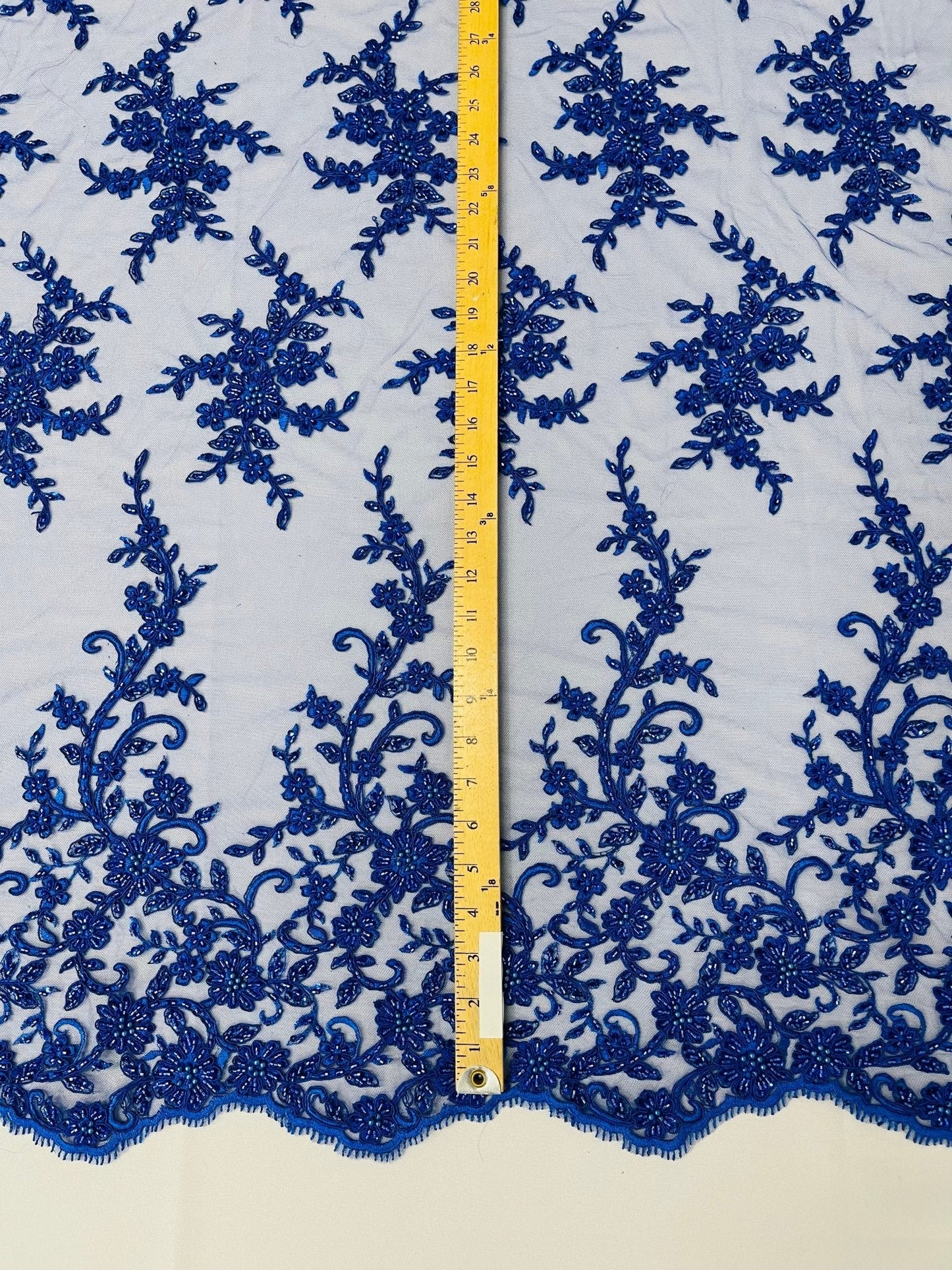 Big Floral Damask beaded Lace 54" Wide| New Creations Fabric & Foam Inc.