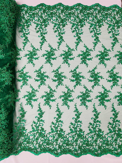 Big Floral Damask beaded Lace 54" Wide| New Creations Fabric & Foam Inc.