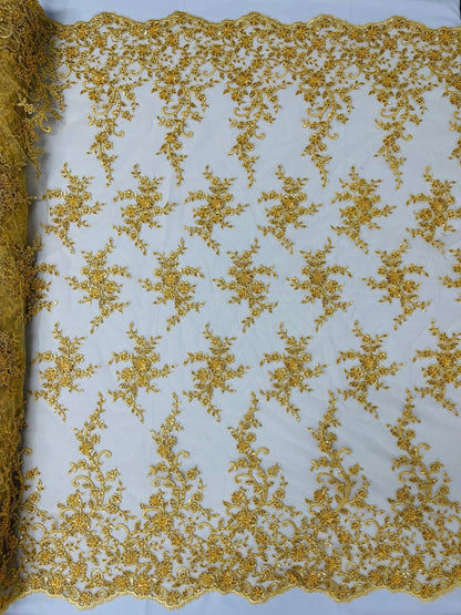 Big Floral Damask beaded Lace 54" Wide| New Creations Fabric & Foam Inc.