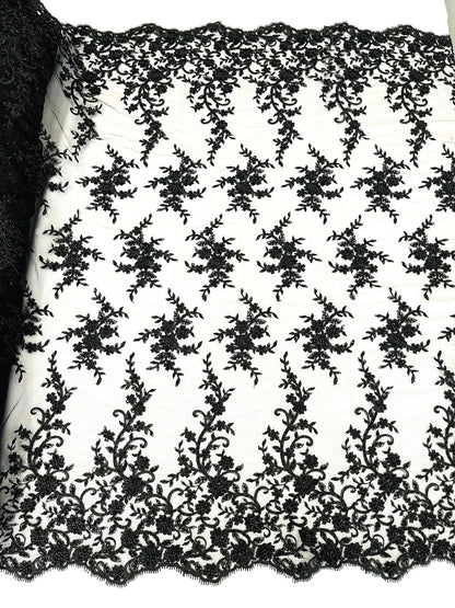 Big Floral Damask beaded Lace 54" Wide| New Creations Fabric & Foam Inc.