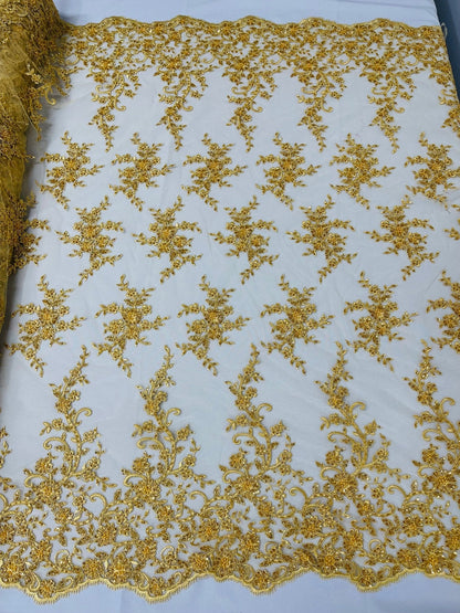 Big Floral Damask beaded Lace 54" Wide| New Creations Fabric & Foam Inc.