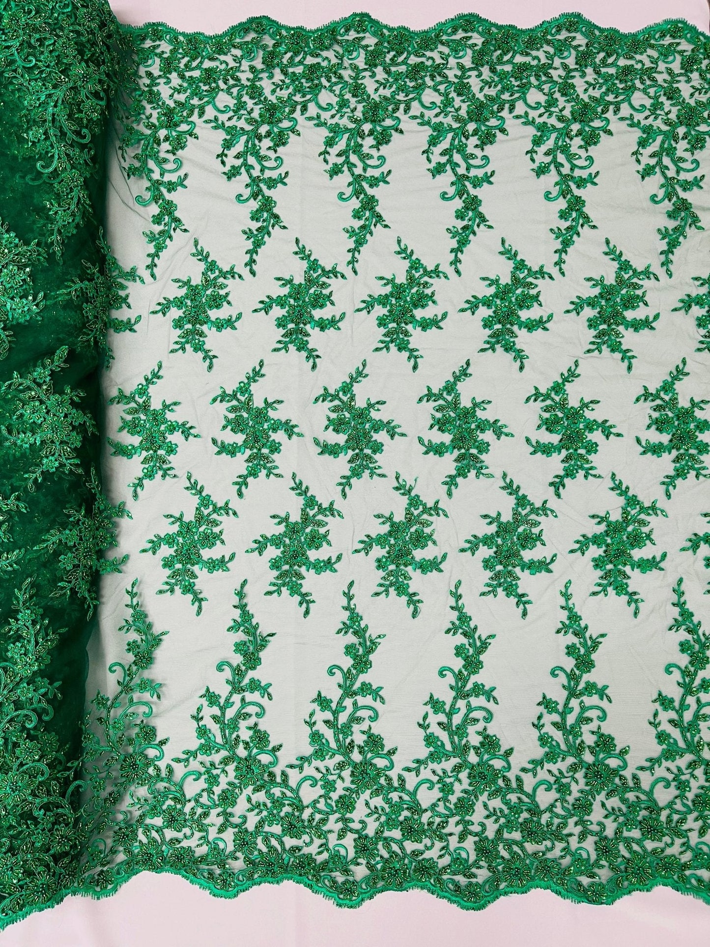 Big Floral Damask beaded Lace 54" Wide| New Creations Fabric & Foam Inc.