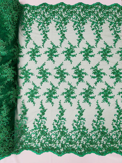Big Floral Damask beaded Lace 54" Wide| New Creations Fabric & Foam Inc.