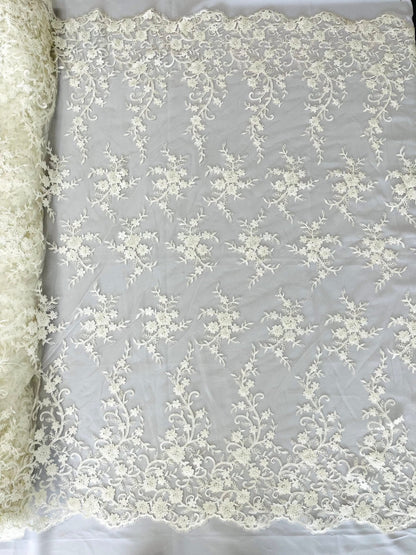 Big Floral Damask beaded Lace 54" Wide| New Creations Fabric & Foam Inc.