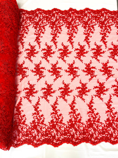 Big Floral Damask beaded Lace 54" Wide| New Creations Fabric & Foam Inc.