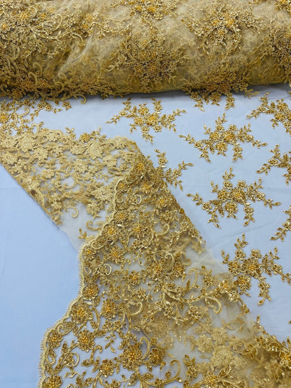 Big Floral Damask beaded Lace 54" Wide| New Creations Fabric & Foam Inc.