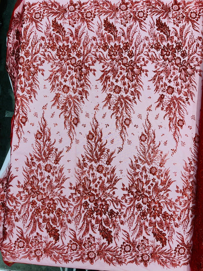 Big Glitter Damask Design On A Mesh Lace 58" Wide| New Creations Fabric & Foam Inc.