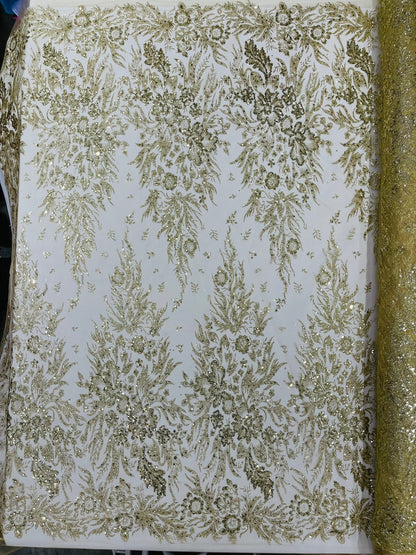 Big Glitter Damask Design On A Mesh Lace 58" Wide| New Creations Fabric & Foam Inc.