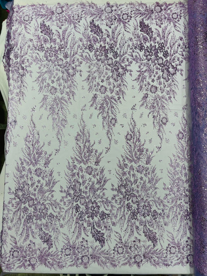 Big Glitter Damask Design On A Mesh Lace 58" Wide| New Creations Fabric & Foam Inc.