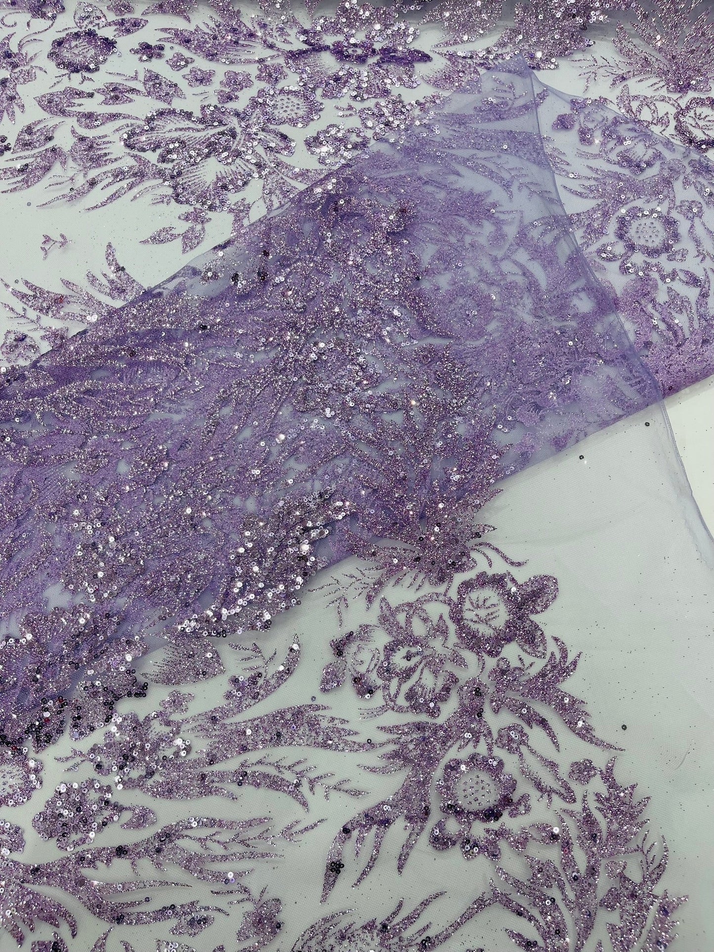 Big Glitter Damask Design On A Mesh Lace 58" Wide| New Creations Fabric & Foam Inc.