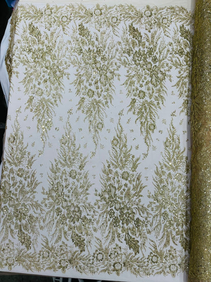Big Glitter Damask Design On A Mesh Lace 58" Wide| New Creations Fabric & Foam Inc.