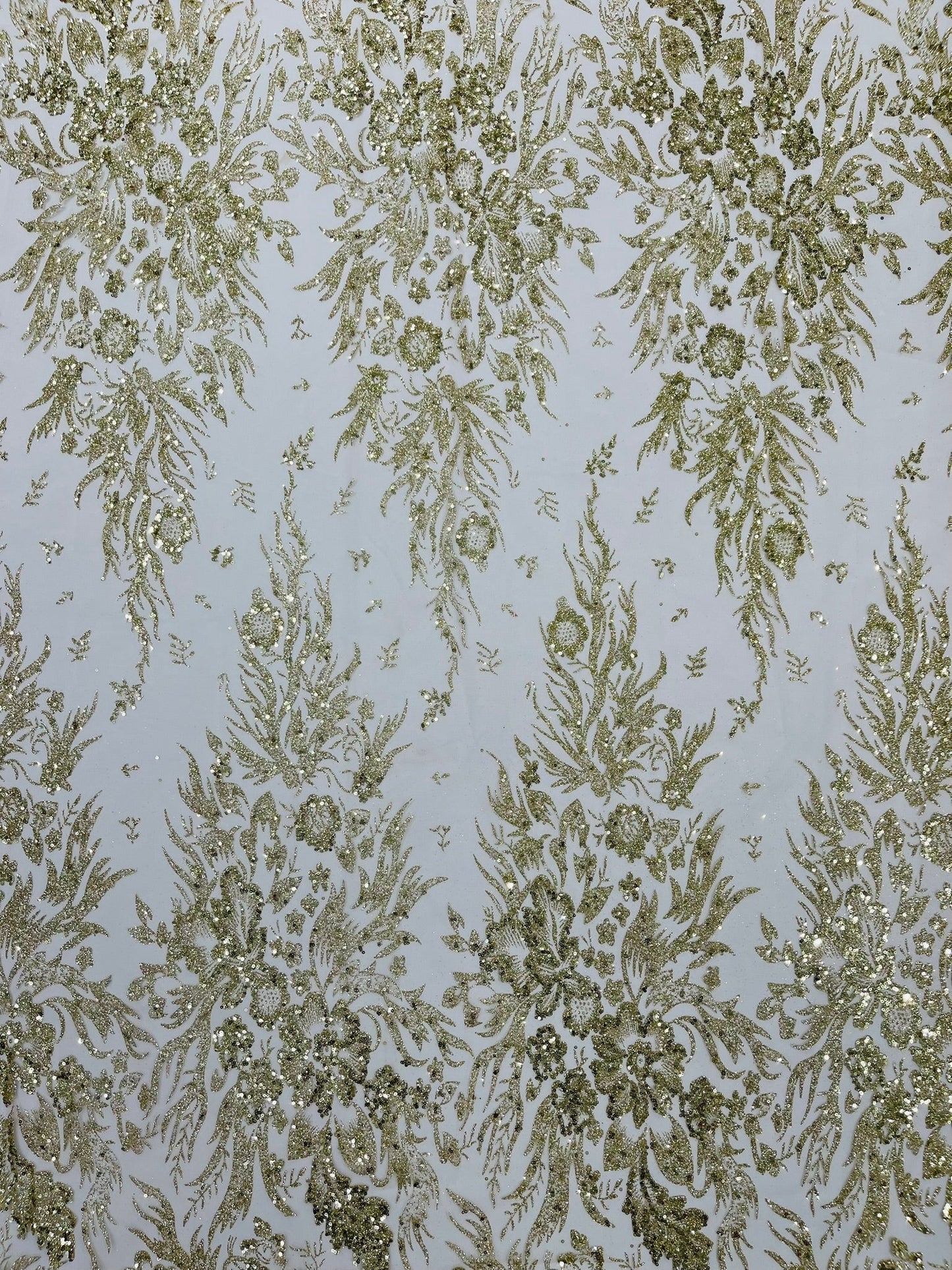 Big Glitter Damask Design On A Mesh Lace 58" Wide| New Creations Fabric & Foam Inc.