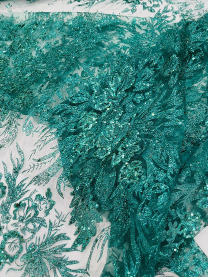 Big Glitter Damask Design On A Mesh Lace 58" Wide| New Creations Fabric & Foam Inc.
