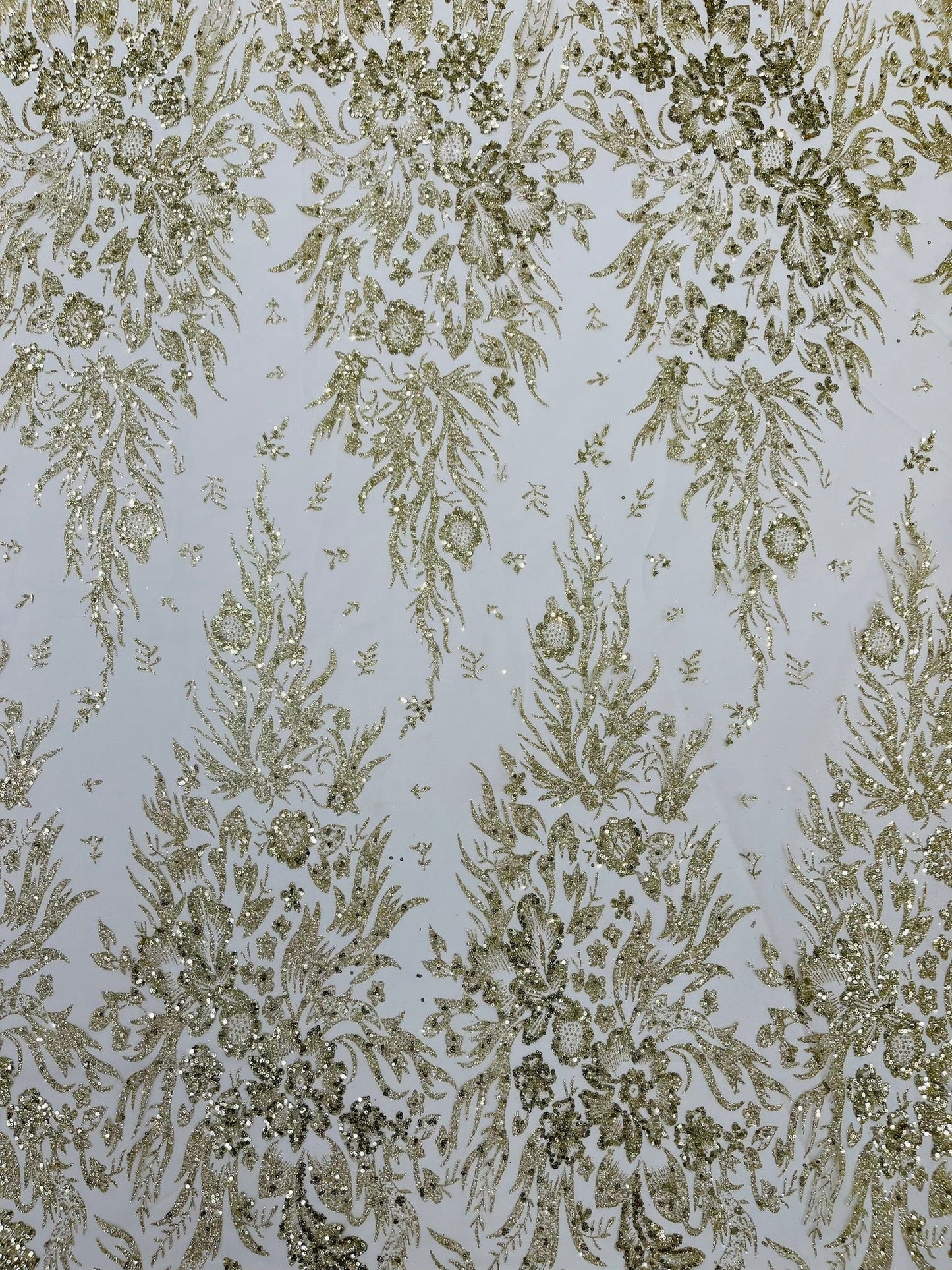 Big Glitter Damask Design On A Mesh Lace 58" Wide| New Creations Fabric & Foam Inc.