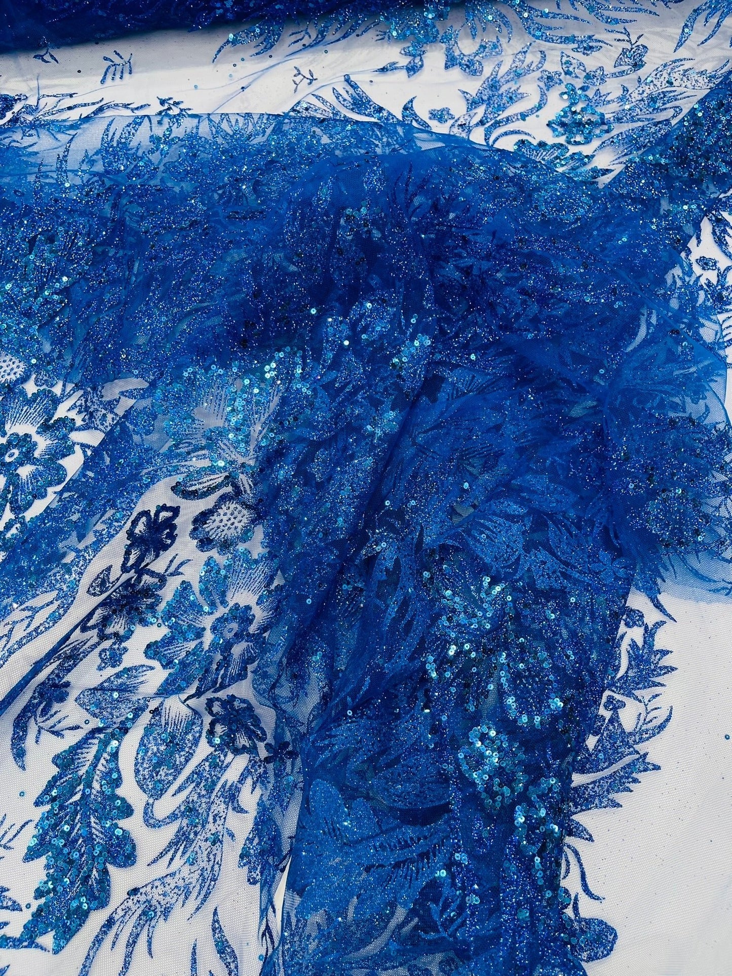 Big Glitter Damask Design On A Mesh Lace 58" Wide| New Creations Fabric & Foam Inc.