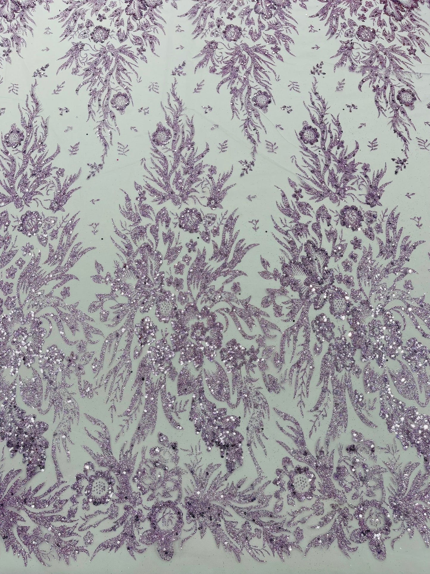 Big Glitter Damask Design On A Mesh Lace 58" Wide| New Creations Fabric & Foam Inc.