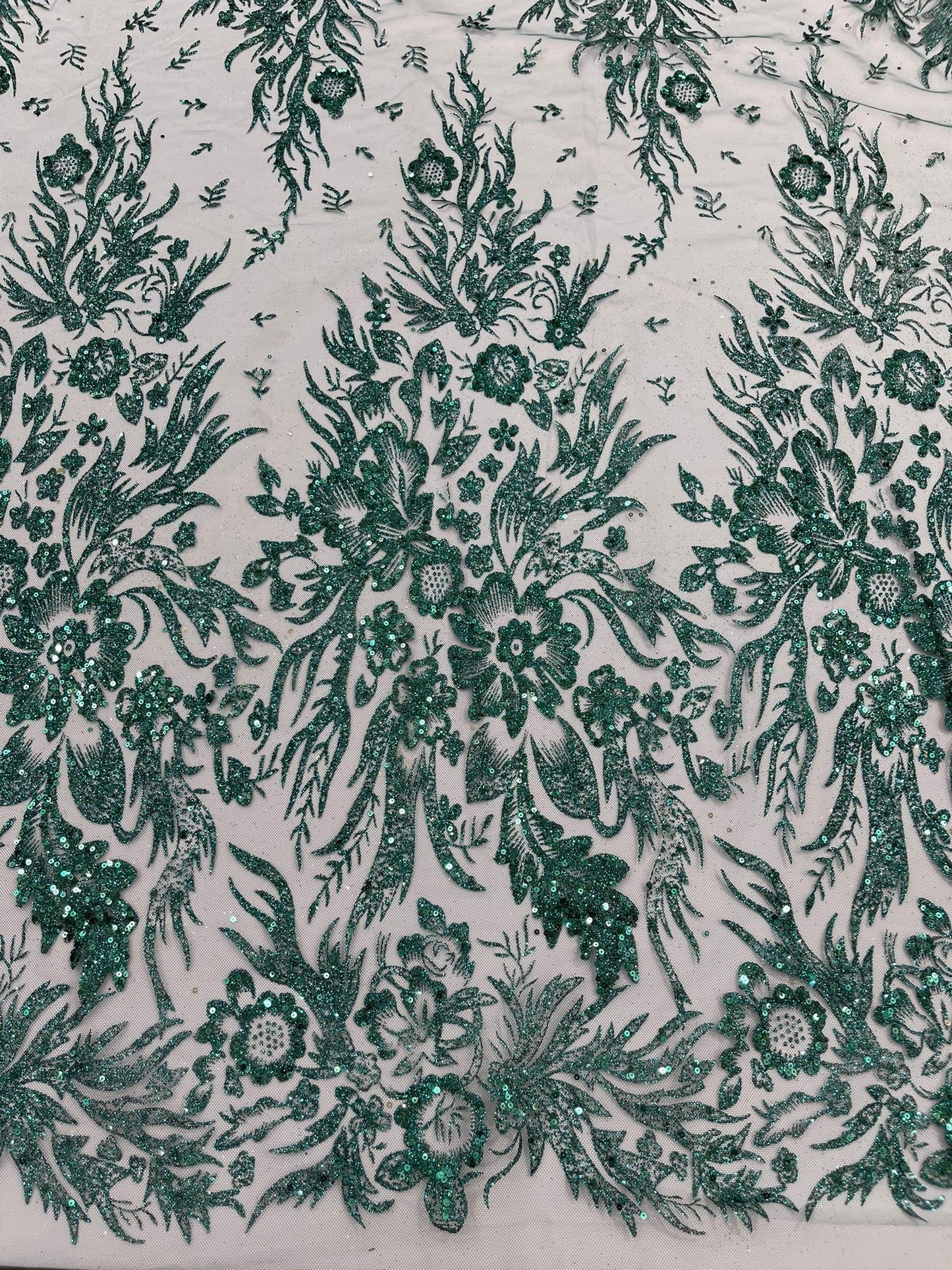 Big Glitter Damask Design On A Mesh Lace 58" Wide| New Creations Fabric & Foam Inc.