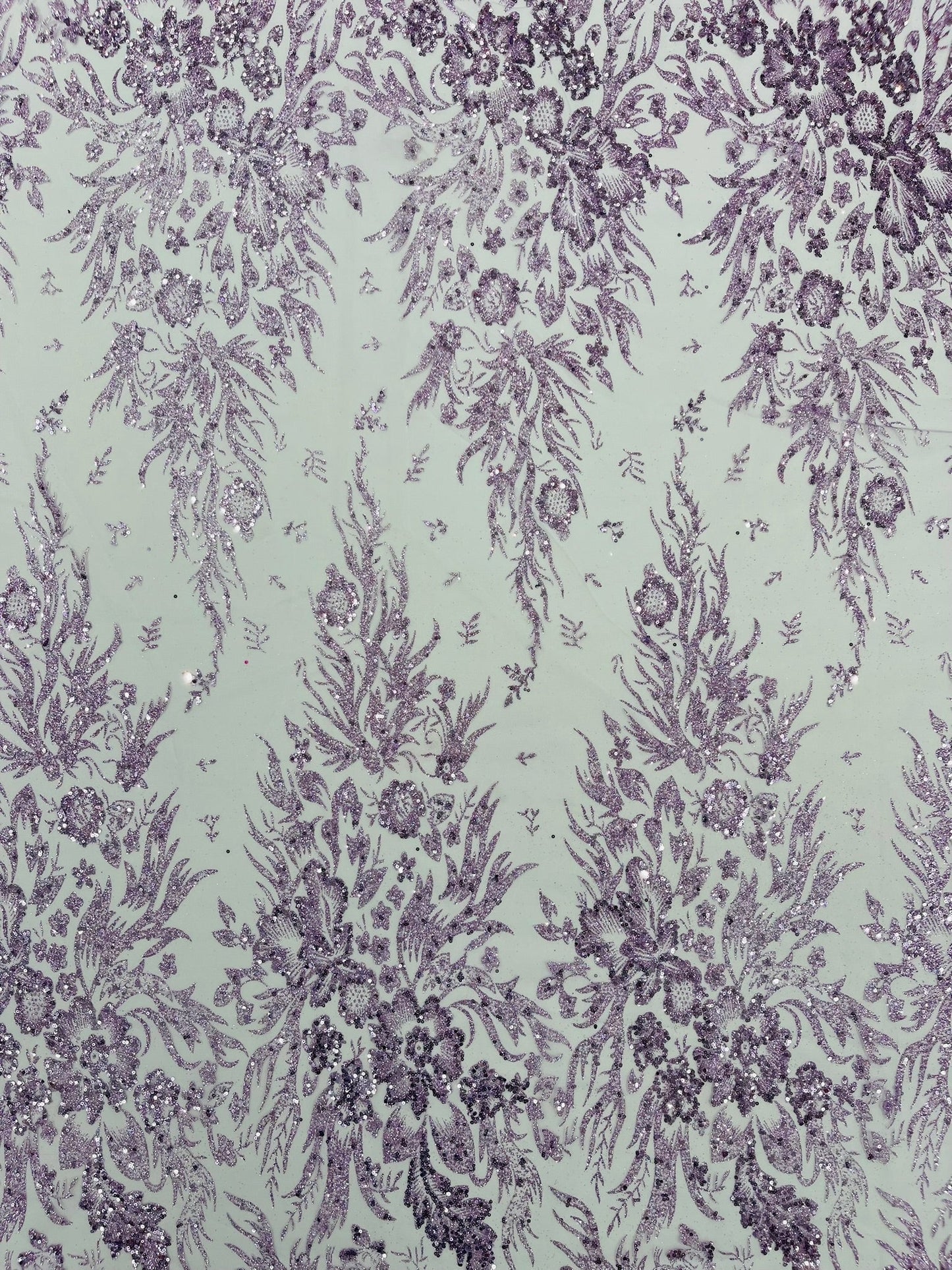 Big Glitter Damask Design On A Mesh Lace 58" Wide| New Creations Fabric & Foam Inc.
