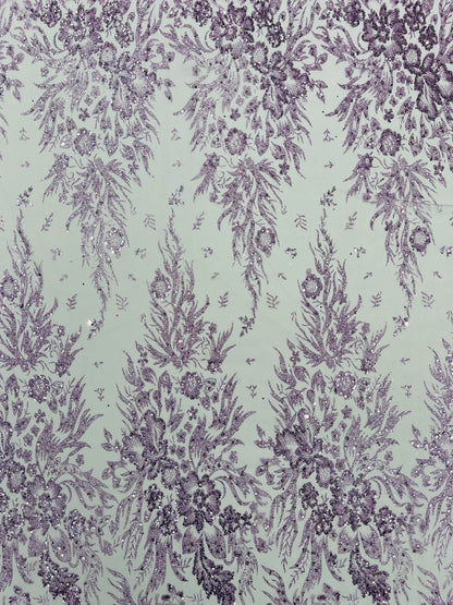 Big Glitter Damask Design On A Mesh Lace 58" Wide| New Creations Fabric & Foam Inc.