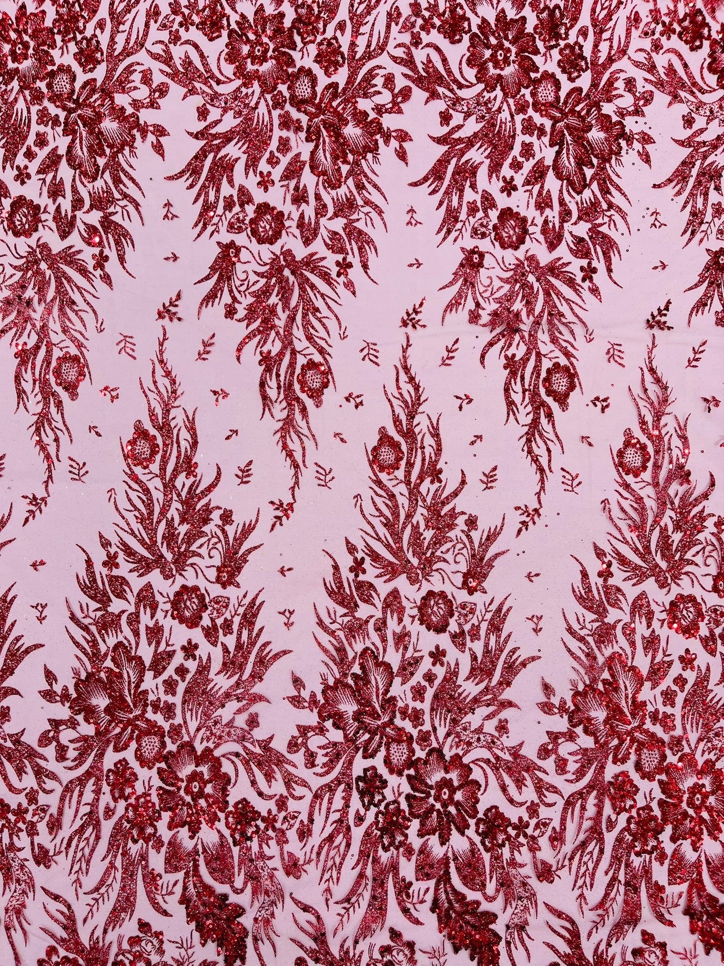 Big Glitter Damask Design On A Mesh Lace 58" Wide| New Creations Fabric & Foam Inc.