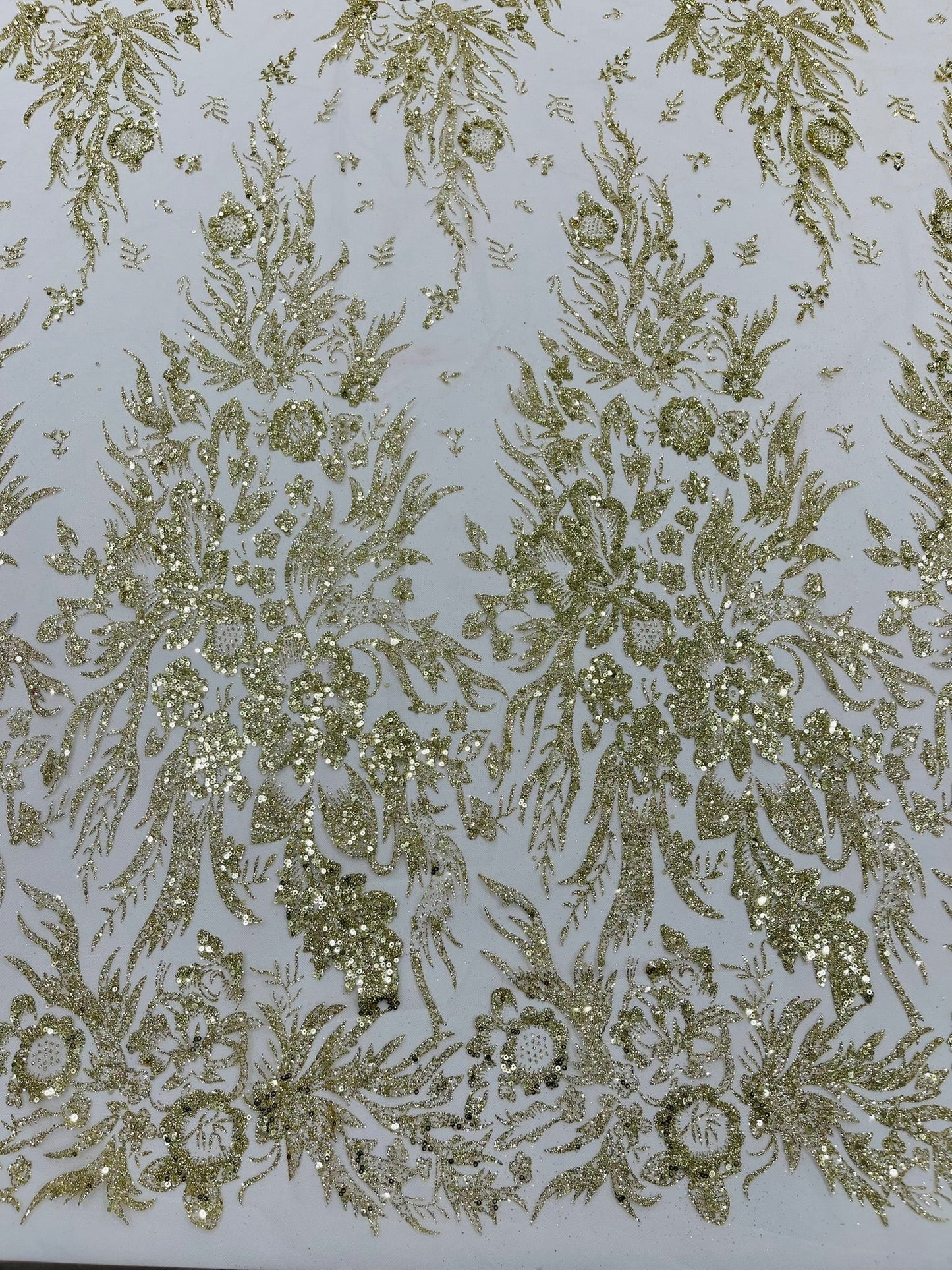 Big Glitter Damask Design On A Mesh Lace 58" Wide| New Creations Fabric & Foam Inc.
