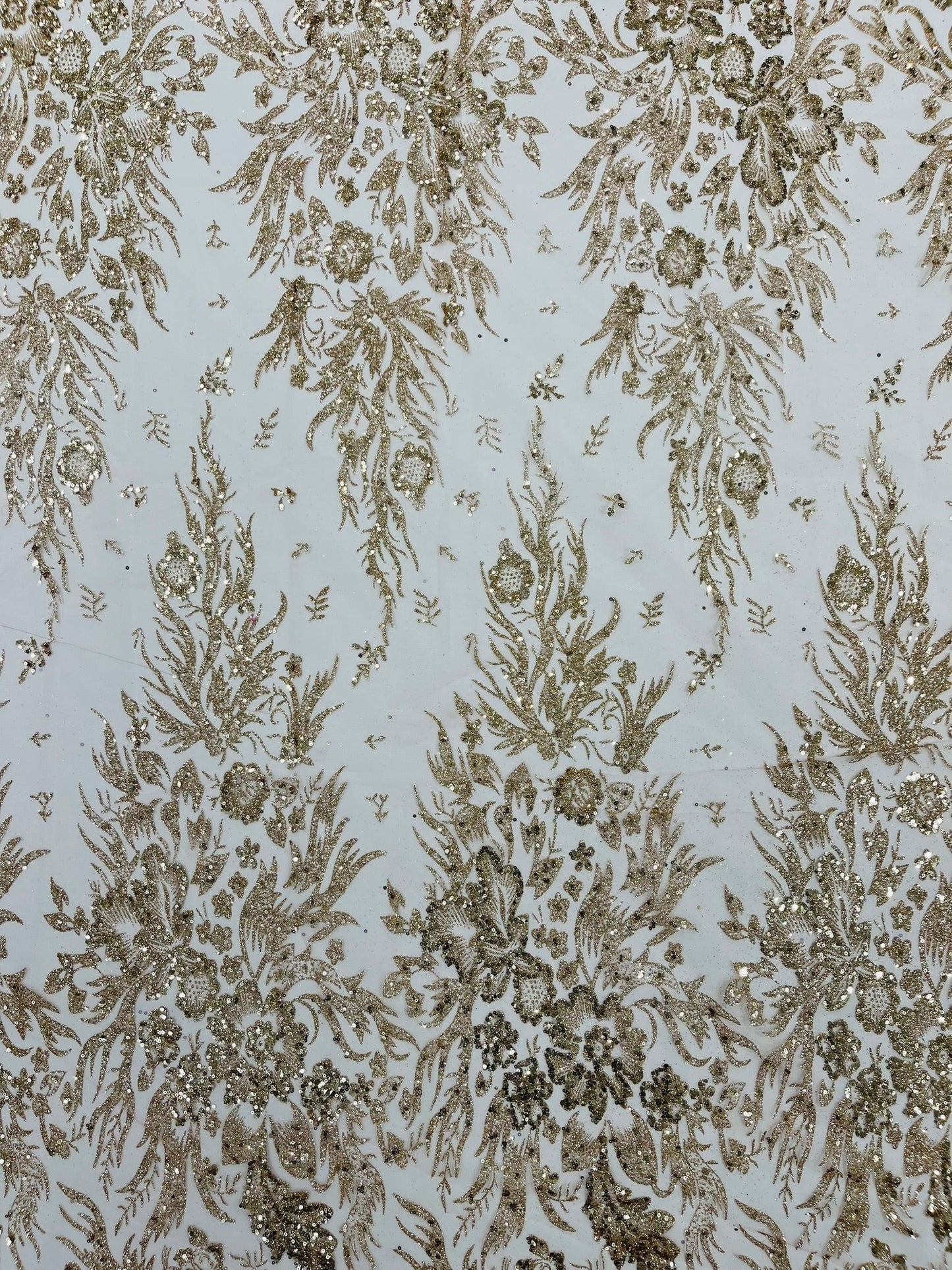 Big Glitter Damask Design On A Mesh Lace 58" Wide| New Creations Fabric & Foam Inc.