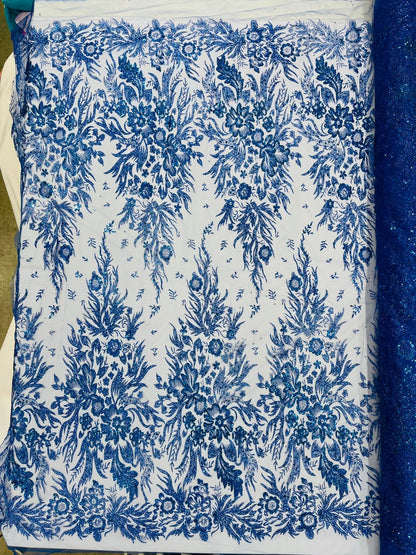 Big Glitter Damask Design On A Mesh Lace 58" Wide| New Creations Fabric & Foam Inc.