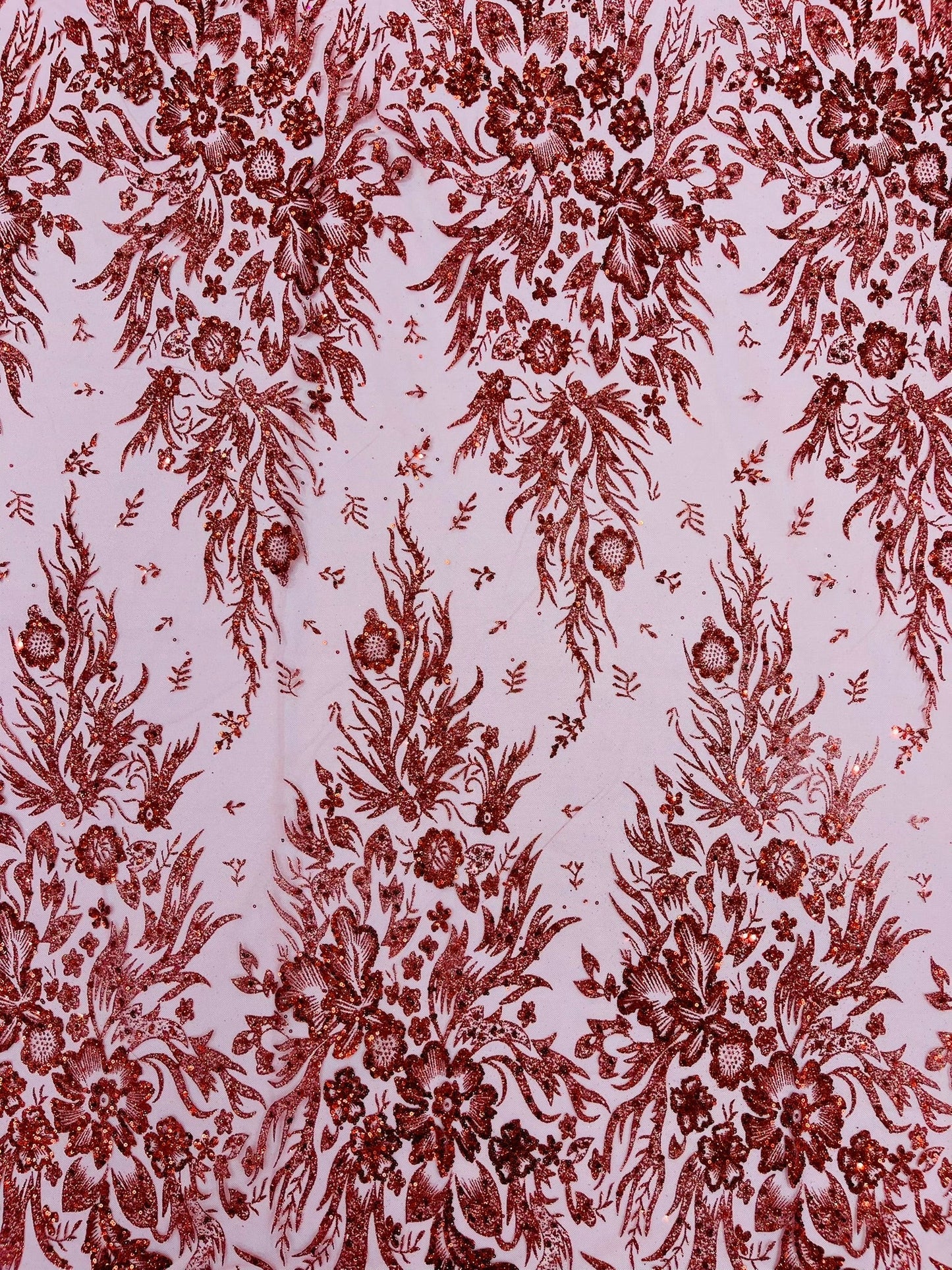 Big Glitter Damask Design On A Mesh Lace 58" Wide| New Creations Fabric & Foam Inc.