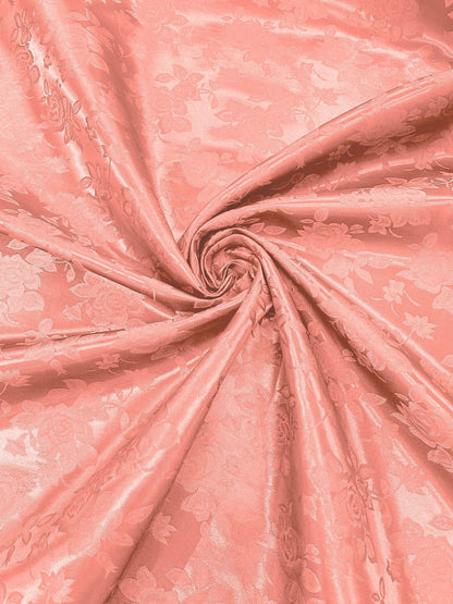 Big Rose Jacquard Satin 58" Wide| New Creations Fabric & Foam Inc.