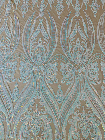 Big Sequin Damask Fabric 54” Wide| New Creations Fabric & Foam Inc.
