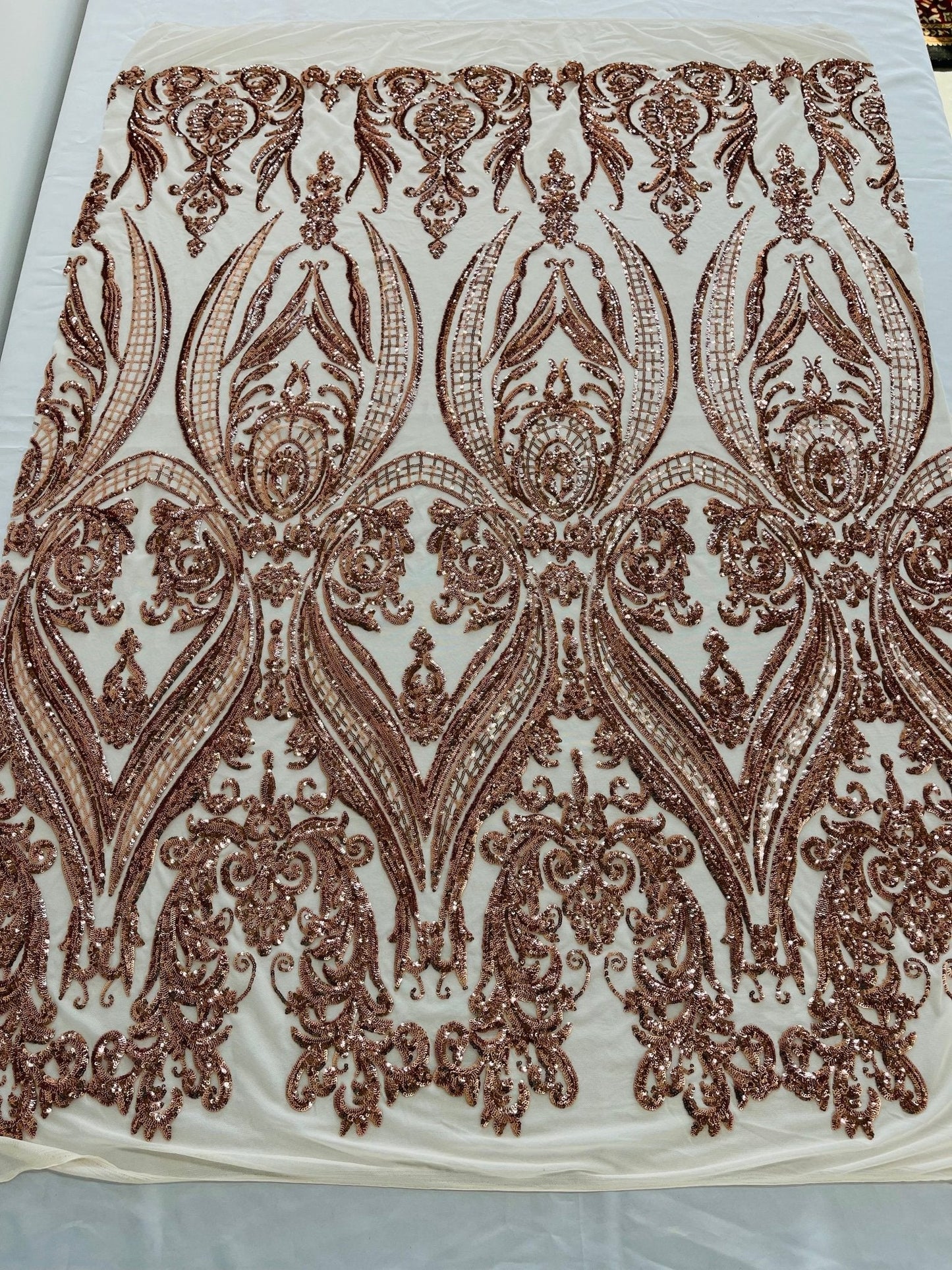 Big Sequin Damask Fabric 54” Wide| New Creations Fabric & Foam Inc.