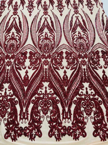 Big Sequin Damask Fabric 54” Wide| New Creations Fabric & Foam Inc.