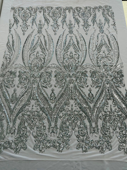 Big Sequin Damask Fabric 54” Wide| New Creations Fabric & Foam Inc.