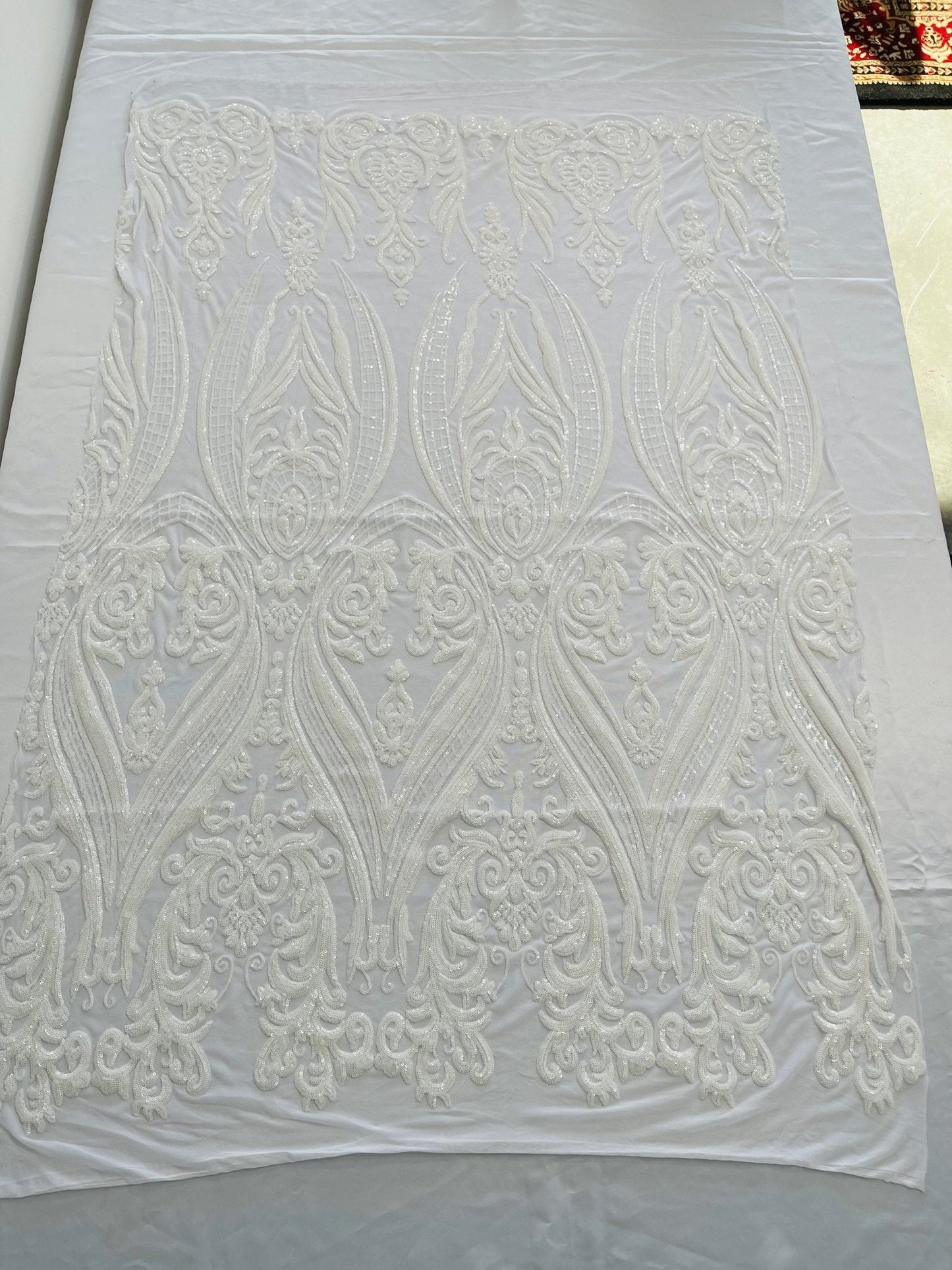 Big Sequin Damask Fabric 54” Wide| New Creations Fabric & Foam Inc.