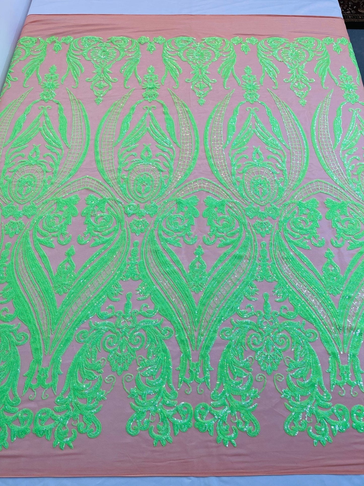 Big Sequin Damask Fabric 54” Wide| New Creations Fabric & Foam Inc.
