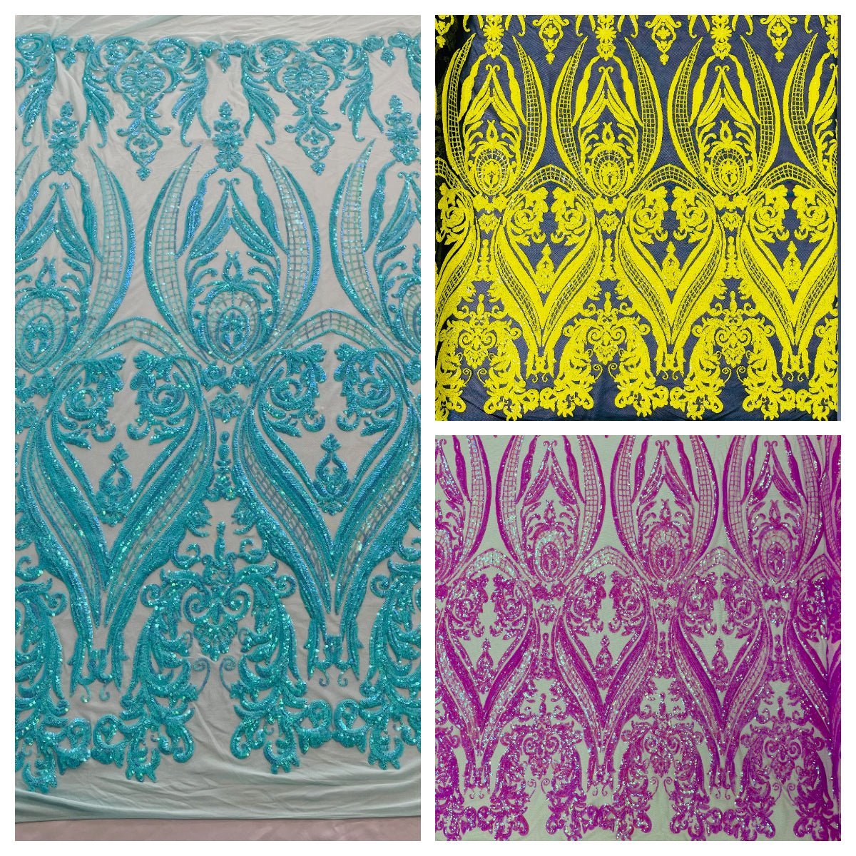 Big Sequin Damask Fabric 54” Wide| New Creations Fabric & Foam Inc.