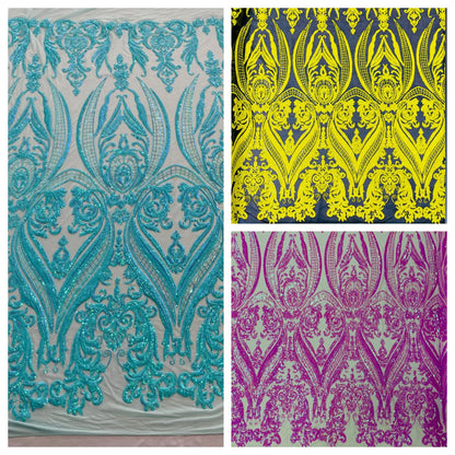 Big Sequin Damask Fabric 54” Wide| New Creations Fabric & Foam Inc.