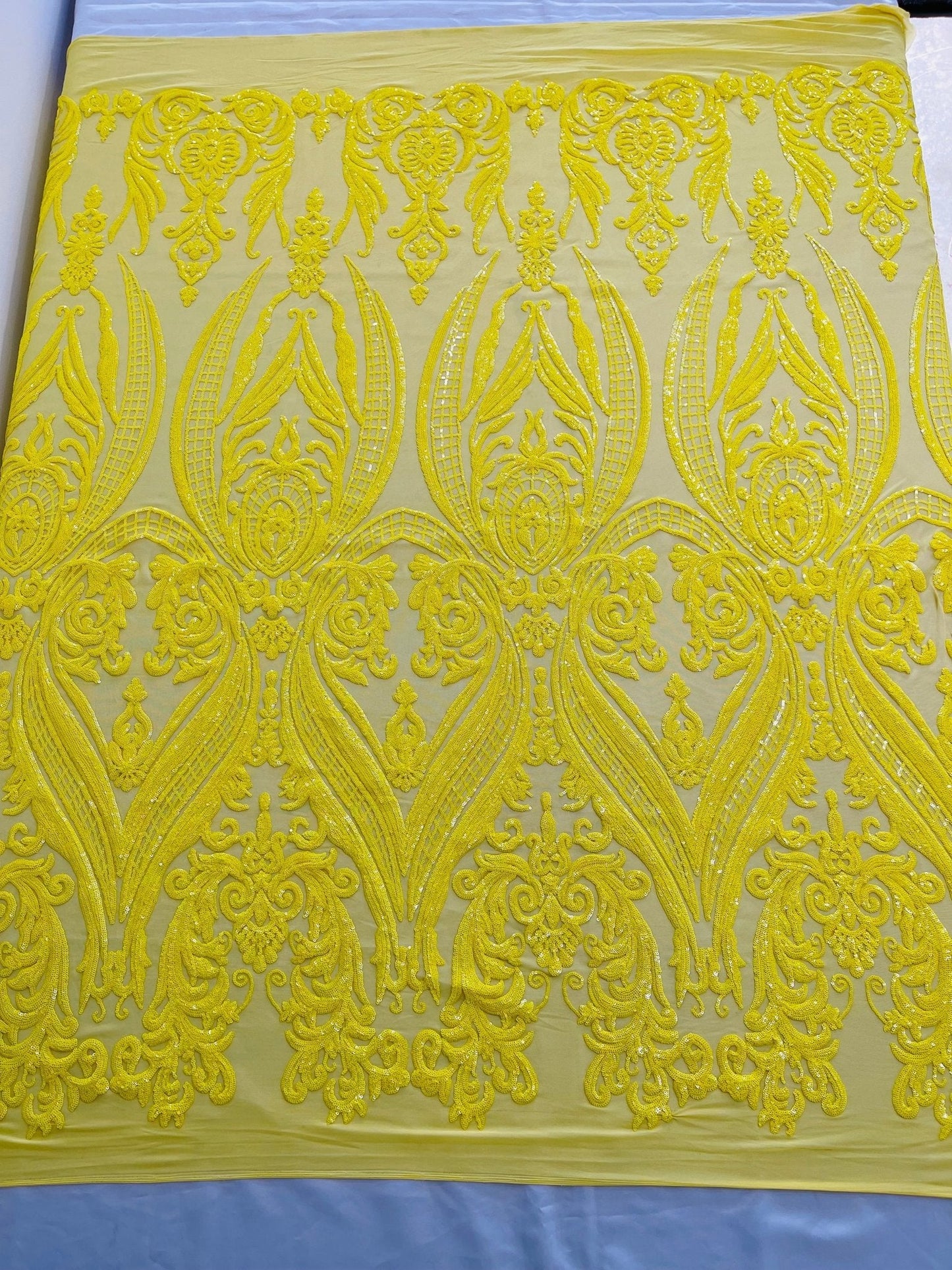Big Sequin Damask Fabric 54” Wide| New Creations Fabric & Foam Inc.