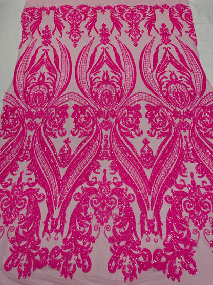 Big Sequin Damask Fabric 54” Wide| New Creations Fabric & Foam Inc.