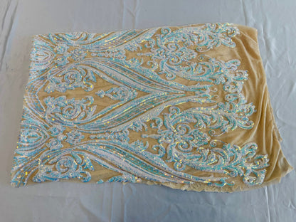 Big Sequin Damask Fabric 54” Wide| New Creations Fabric & Foam Inc.
